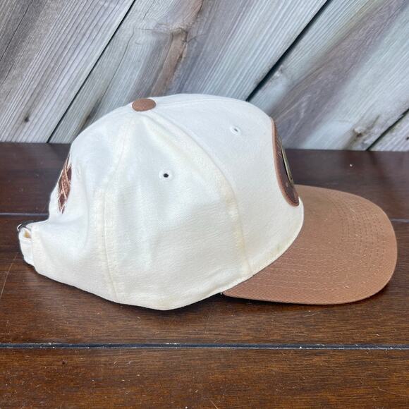 VTG Michigan Wolverines Snapback Hat Tan Brown Leather Patch NCAA - Picture 4 of 9